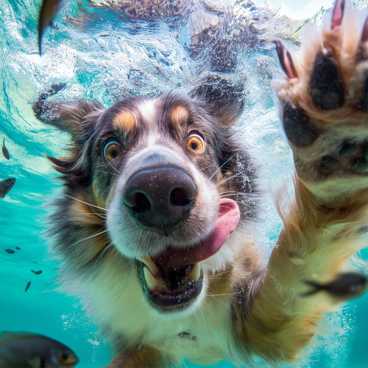 Australian Shepherd Underwater Art art print