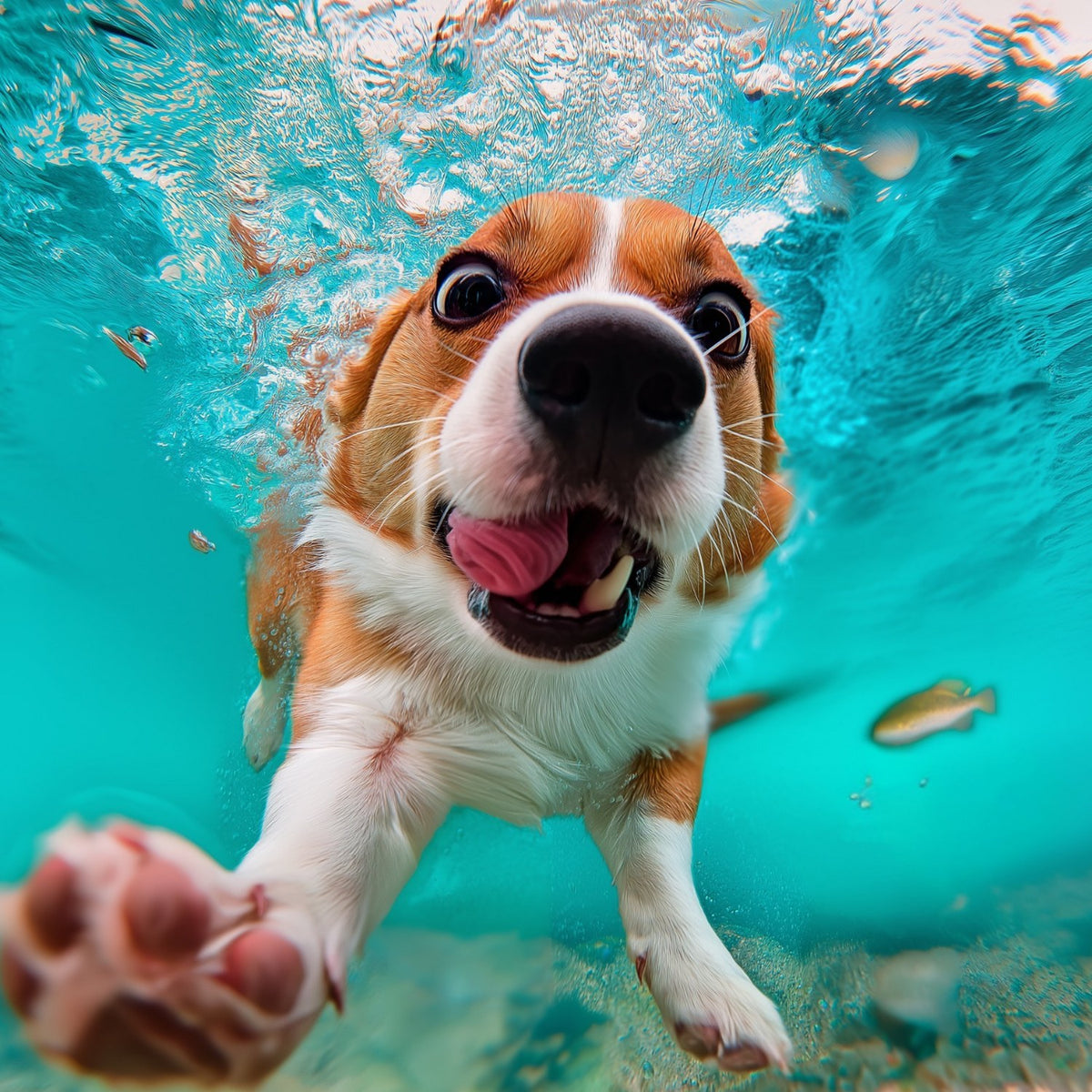 Underwater Swimming Beagle Art art print