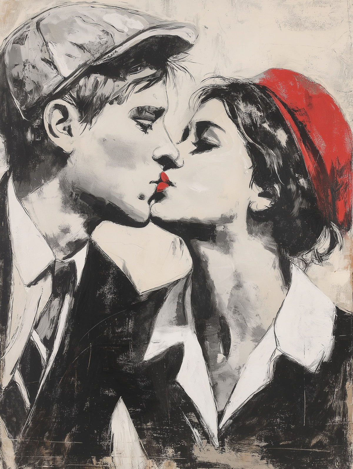 First Kiss Urban Graffiti Art art print