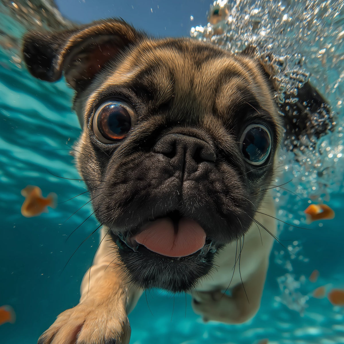 Underwater Swimming Dog Art art print
