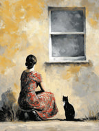 Wabi Sabi Woman Cat Art art print