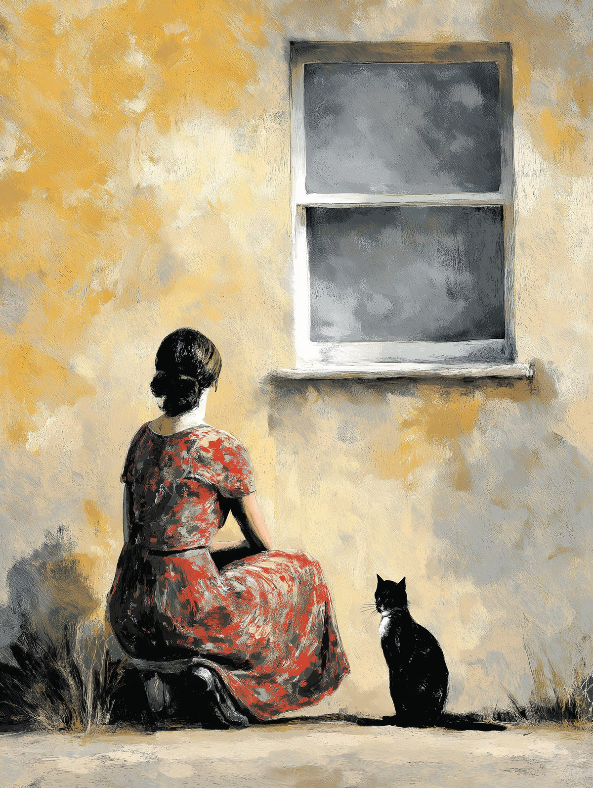 Wabi Sabi Woman Cat Art art print