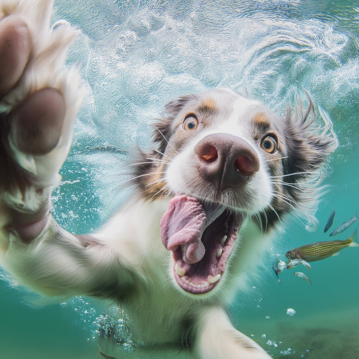 Border Collie Underwater Dog Art art print