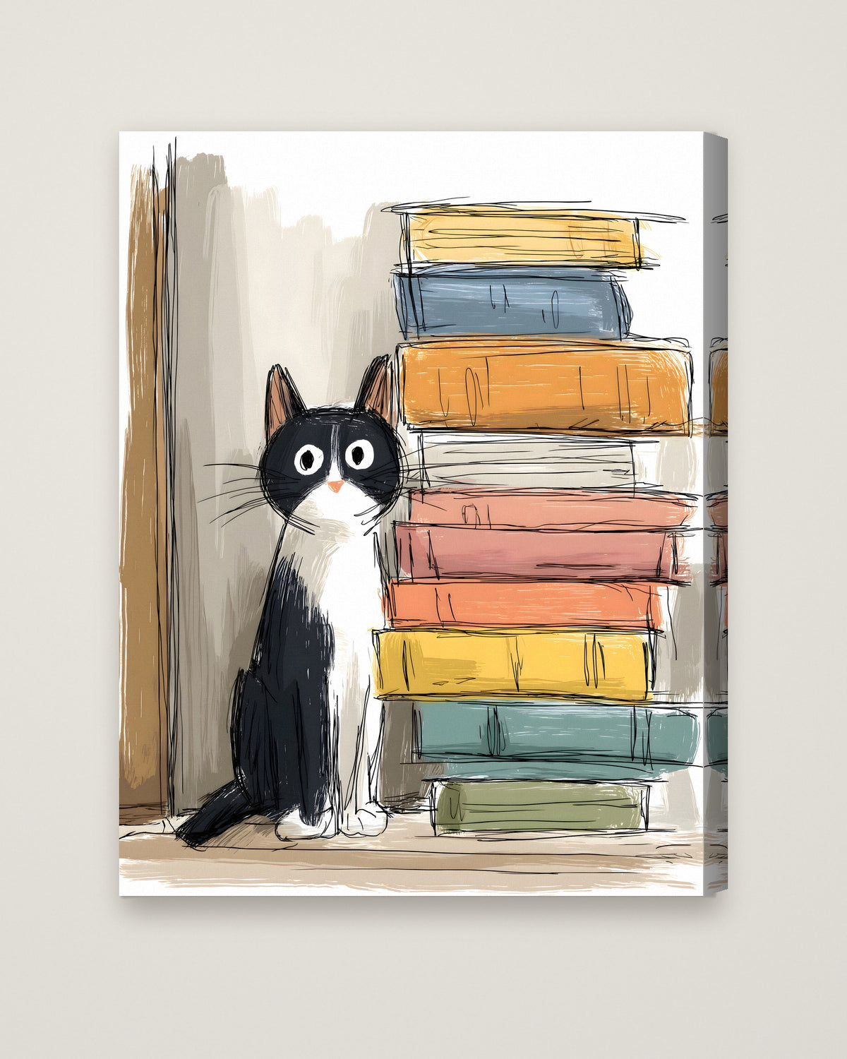 Tuxedo Cat Books Art as a stretched canvas