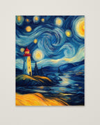 Van Gogh Style Lighthouse Night as an unframed matte paper print