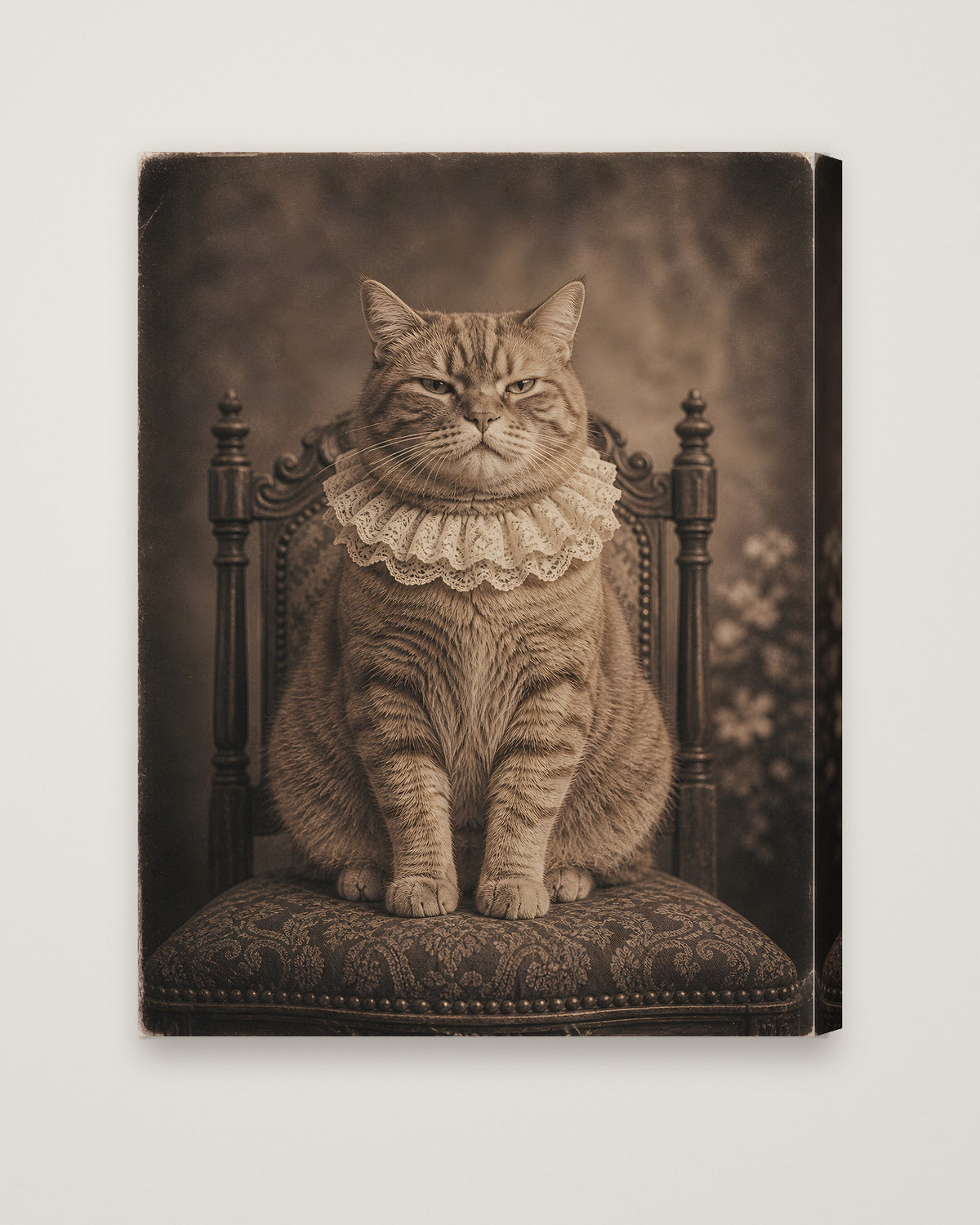 Victorian Portrait Cat Art as a stretched canvas