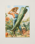 Vintage Farmer Woman Garden Art as an unframed matte paper print