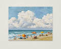 Vintage Summer Beach Scene Art as an unframed matte paper print