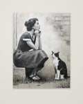 Vintage Woman Cat Portrait Art as an unframed matte paper print