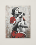 Vintage Woman Dog Portrait Art as an unframed matte paper print