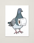 Funny Pigeon Toilet Paper Art as an unframed matte paper print