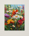 Wildflower Meadow Impasto Art as an unframed matte paper print
