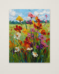 Wildflower Meadow Impasto Art as an unframed matte paper print