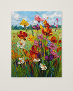 Wildflower Meadow Impasto Art as an unframed matte paper print