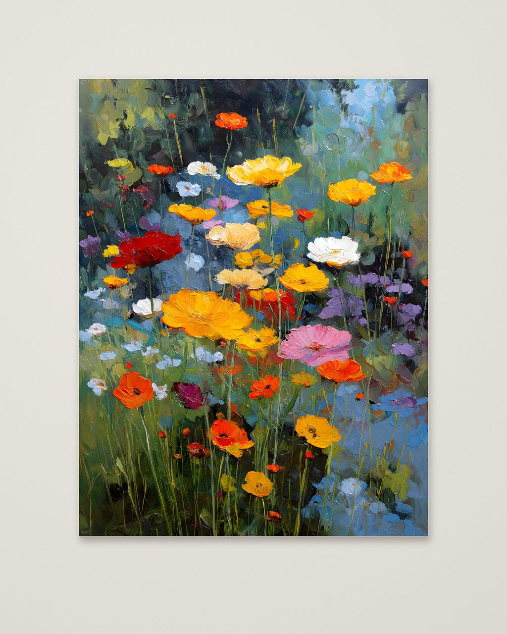 Wildflower Meadow Oil Painting as an unframed matte paper print