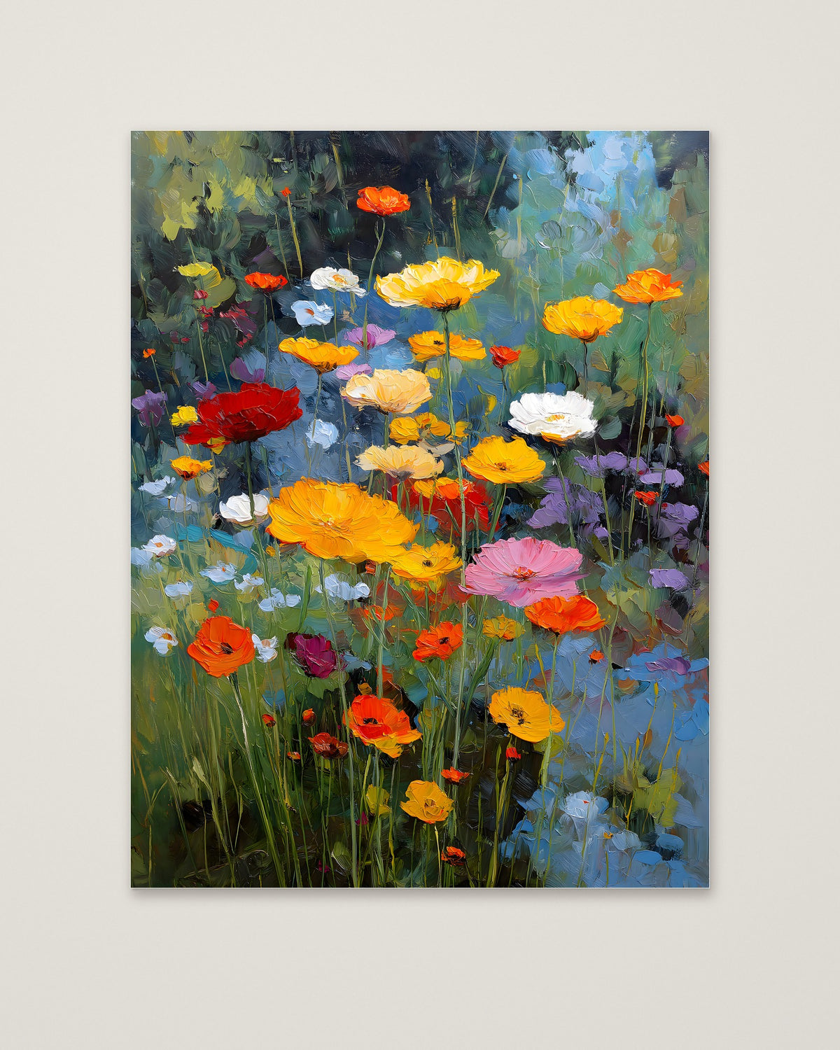 Wildflower Meadow Oil Painting as an unframed matte paper print