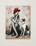 Woman and Dog Street Art as an unframed matte paper print