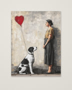 Woman Dog Heart Street Art as an unframed matte paper print