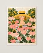 Woman Garden Floral Folk Art as an unframed matte paper print