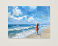 Woman on Beach Ocean Art as an unframed matte paper print