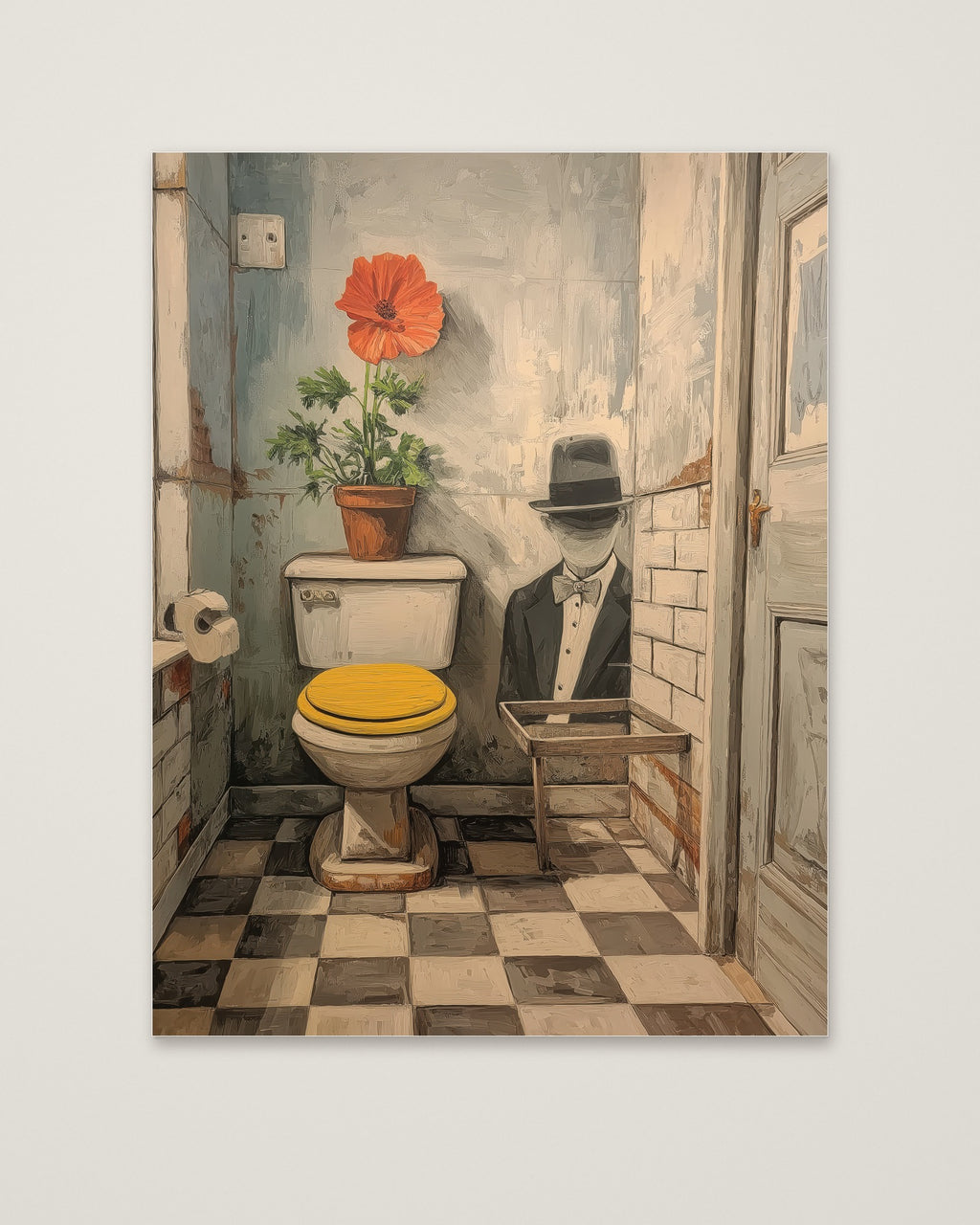 Yellow Bathroom Wabi Sabi Art as an unframed matte paper print