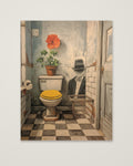 Yellow Bathroom Wabi Sabi Art as an unframed matte paper print