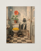 Yellow Bathroom Wabi Sabi Art as an unframed matte paper print